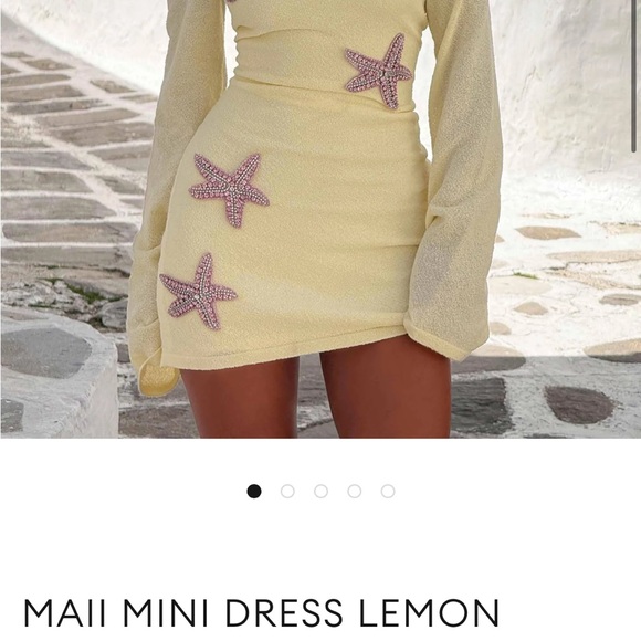 OUTCAST  MAII MINI DRESS LEMON YELLOW  Starfish Embellishments - Picture 2 of 4